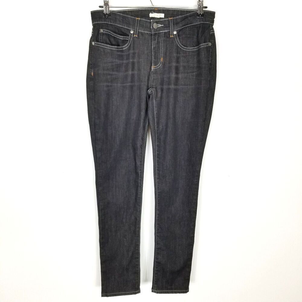 Eileen Fisher Women Skinny Organic Cotton Jeans Sz 4 Navy Mid Rise City Casual